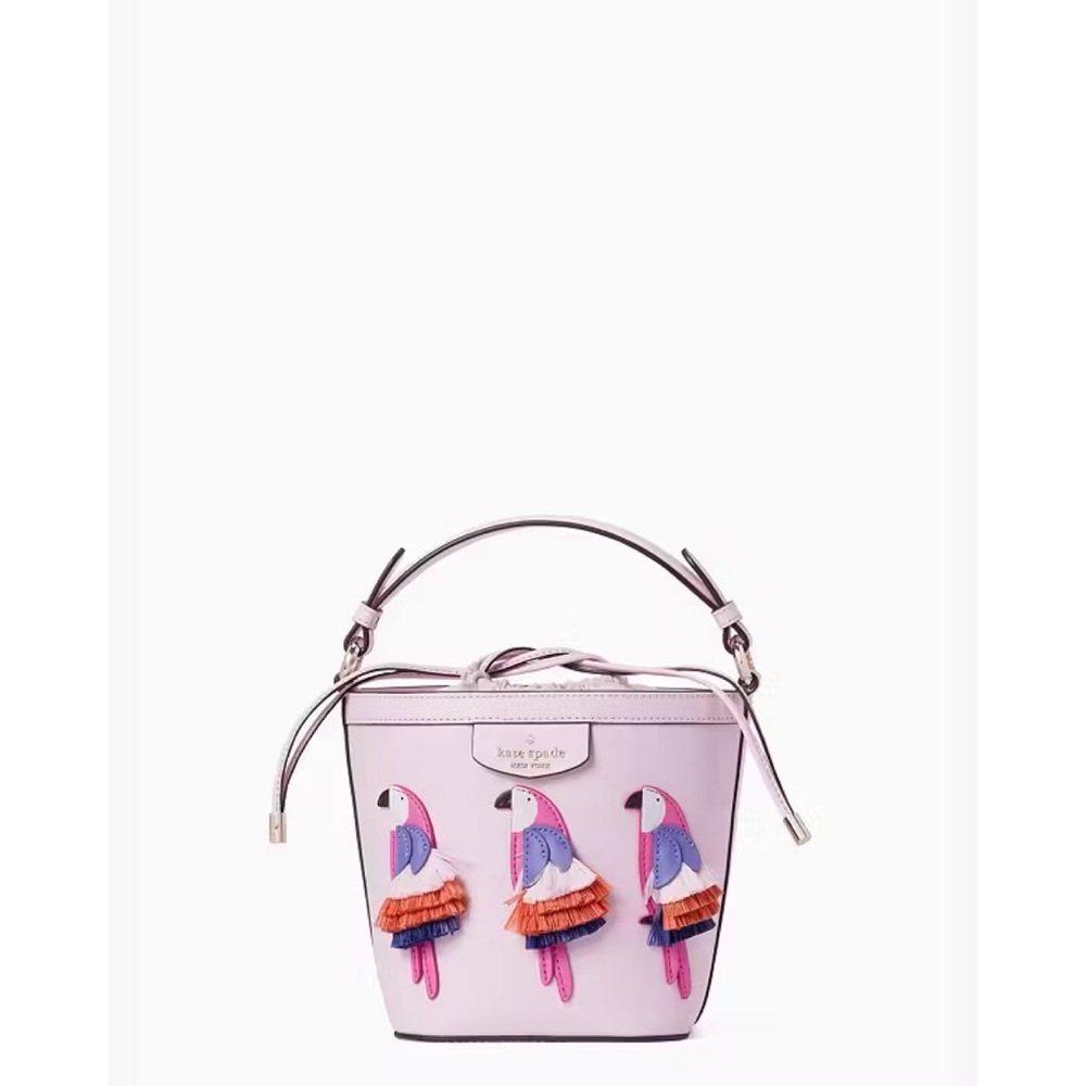 NWT Kate Spade New York Pippa Flock Party Parrot Small Bucket Crossbody Purse​ - Picture 6 of 10